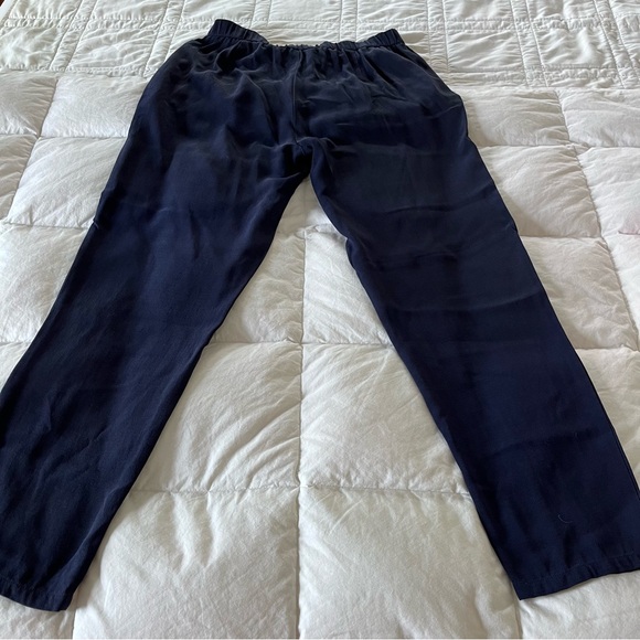 Eileen Fisher System Silk Georgette Crepe Ankle Pants in Midnight PS - Picture 9 of 11